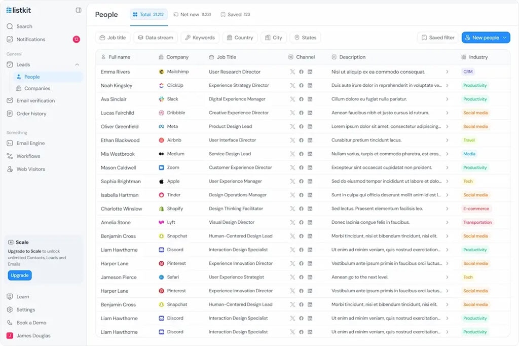 People search screen using AI vector search to include similar search terms in the results