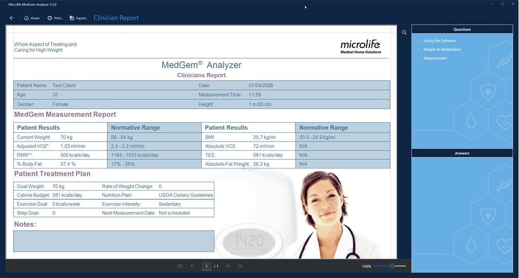 Create a Clinician Report PDF for the medical staff.